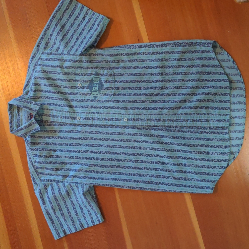Vintage mens bugle boy shirt 90s striped short sleeve